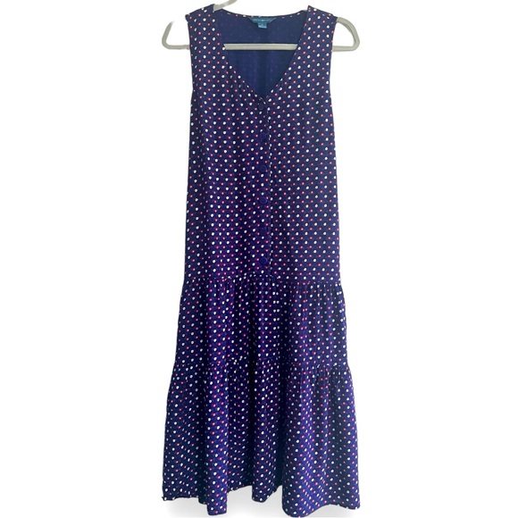 April Cornell Ditsy Daisy Dropwaist Dress Navy Size Small - Picture 3 of 9